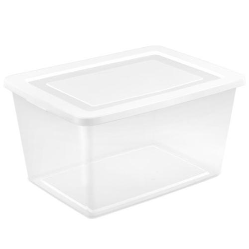 Storage Box White Lid with Clear Base 55L