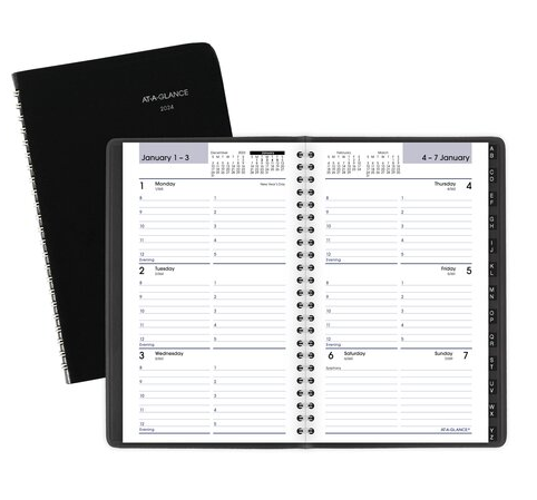 AT-A-GLANCE® Weekly Desk Diary - Julian Dates - Weekly - 1 Year - January 2024 till December 2024 - Appointment Books & Planners - AAGGF21000