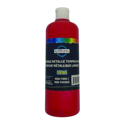 ArtWorks Washable Metallic Tempera Paint - 500ml - Red