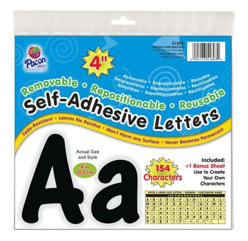 Self-Adhesive Letters - 4" Black Cheery Font