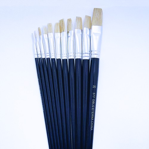 Flat Hog Hair Bristle Brushes Series 577-6, Size #6 - Paint Brushes - DBG29126