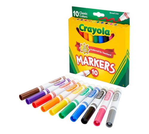 Crayola Broad Line Markers - 10 Classic Colours - Art Markers - CYO567708