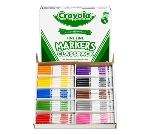 Crayola Fine Line Markers Classpack - 200 Markers - 10 Colours