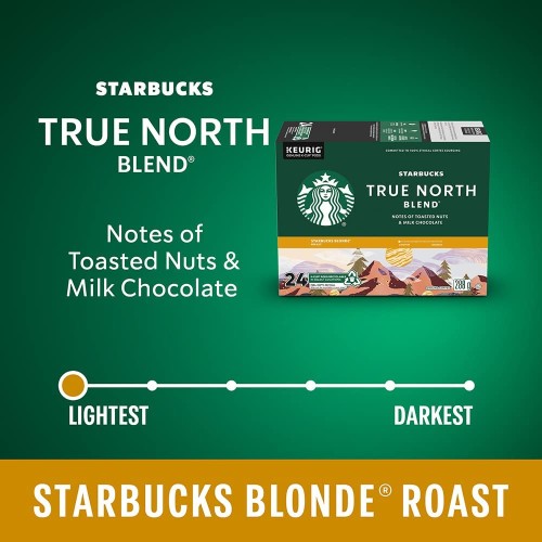 Starbucks True North Blend Coffee K-Cups - 24 / Box - Single Serve Pods - SBK9320068