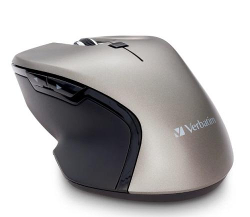 Verbatim USB-C Wireless Blue LED Mouse - Graphite - Blue LED - Wireless - Radio Frequency - 2.40 GHz - Graphite - 1 Pack - USB Type C - 1600 dpi
