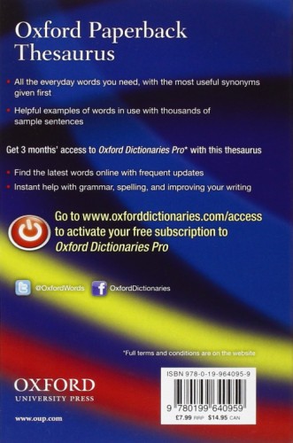 Oxford Paperback Thesaurus - Dictionaries and Thesauruses - OUP9780199640959