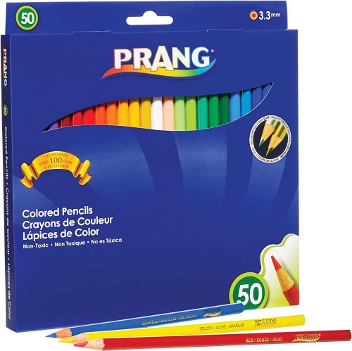 Prang Coloured Pencils - 50 Assorted Colours - Colored Pencils - DIX22480