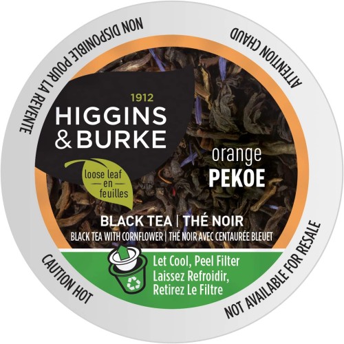 Higgins & Burke Orange Pekoe Black Tea K-Cups - 24 / Box - Single Serve Pods - HBTKHBORAPEK