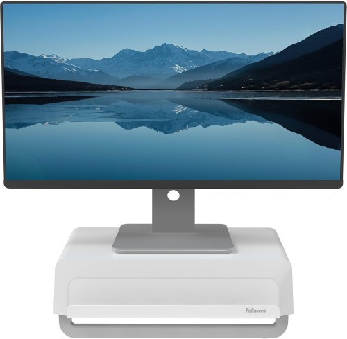 Fellowes Breyta Ergonomic Height Adjustable Stand for Monitor/Laptop, White - Monitor Stands/Risers - FEL100098565