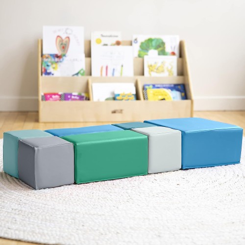 SoftZone 7-Piece Toddler Foam Building Blocks - Contemporary Colours - Soft Play Furniture - ELR033FCT