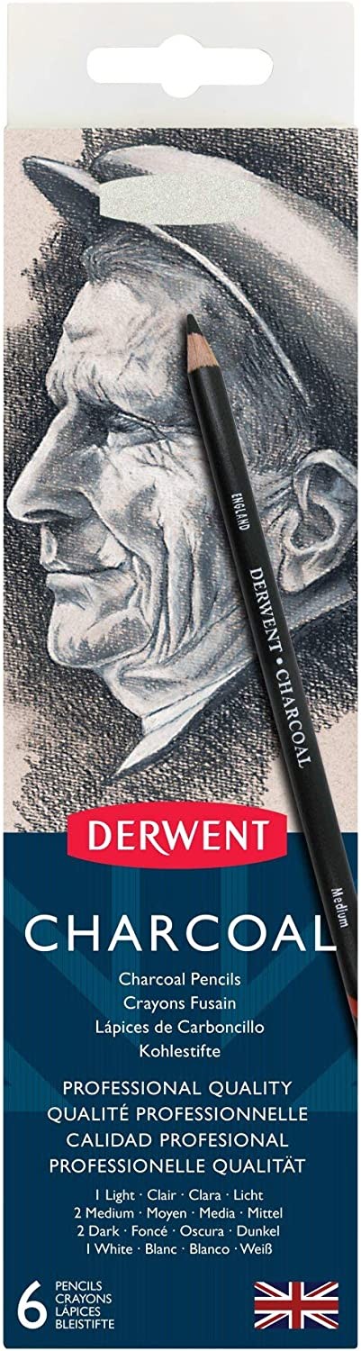 Derwent Academy Charcoal Pencils - 6 Pencils / Pack - Art Pencils, Charcoal, Pastels, Markers & Crayons - DWT0700838