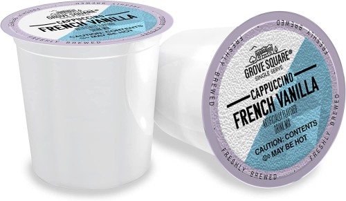 Grove Square Cappuccino French Vanilla K-Cups - 24 / Box - Single Serve Pods - ECZKGRSQCAPPFRVAN