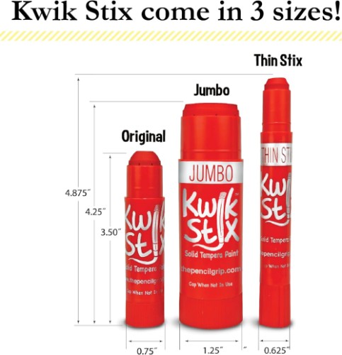 Kwik Stix Washable Solid Tempera Paint - 12 Classic Colours - Tempera Washable Paint - TPG00602