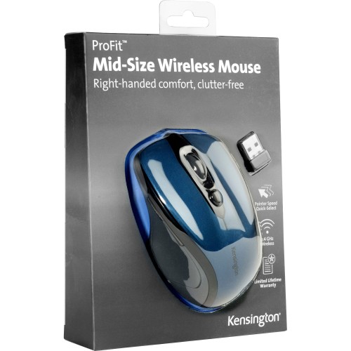 Kensington Pro Fit Mid-Size Wireless Mouse - Sapphire Blue - Mice - KMWK72421AMA