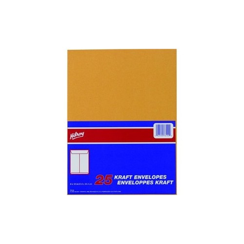 Hilroy Kraft Envelope - #7 - 12" Width x 9" Length - 24 lb - Kraft - 25 / Pack