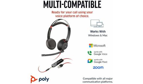 Poly Blackwire 5220 Stereo USB-C Headset +3.5mm Plug +USB-C/A Adapter - PC Headsets & Accessories - PCY8X231AA