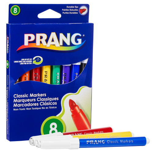 Prang Classic Markers - Non-Washable - Broad Line Tip - 8 Assorted Colours - Art Markers - DIX80128