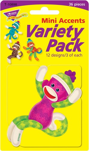 Classic Accents Variety Packs, Sock Monkey Patterns - 36 Per Pack - Classroom Essentials & Certificates - TEPT10624