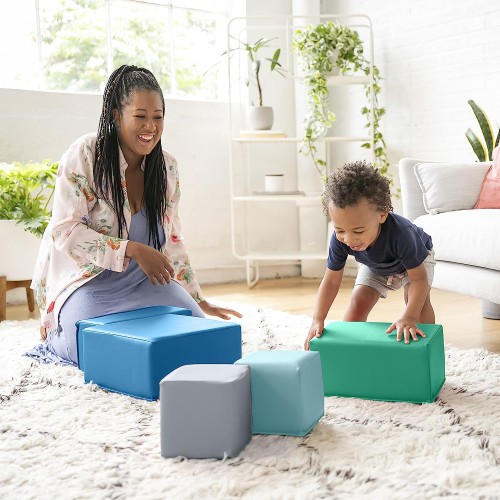 SoftZone 7-Piece Toddler Foam Building Blocks - Contemporary Colours - Soft Play Furniture - ELR033FCT