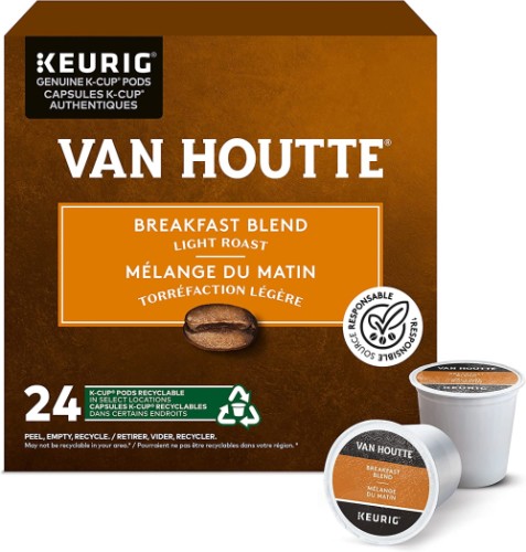 Van Houtte Breakfast Blend Coffee K-Cups - 24 / Box - Single Serve Pods - VNH4019917