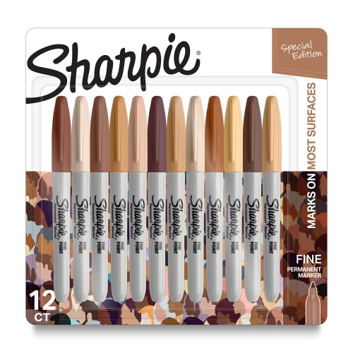 Sharpie Permanent Markers, Fine Point - Portrait Colours, 12 / Pack