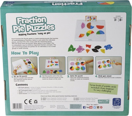 Educational Insights Fraction Pie Puzzles - 1 to 2 Players - Fractions - EII8445