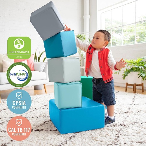 SoftZone 7-Piece Toddler Foam Building Blocks - Contemporary Colours - Soft Play Furniture - ELR033FCT