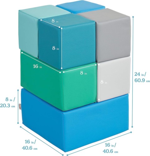 SoftZone 7-Piece Toddler Foam Building Blocks - Contemporary Colours - Soft Play Furniture - ELR033FCT