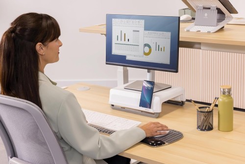 Fellowes Breyta Ergonomic Height Adjustable Stand for Monitor/Laptop, White - Monitor Stands/Risers - FEL100098565