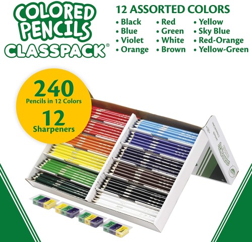 Crayola Coloured Pencils Classpack - 240 Colored Pencils Per Box - 12 Assorted Colours - Coloured Pencils - CYO687506