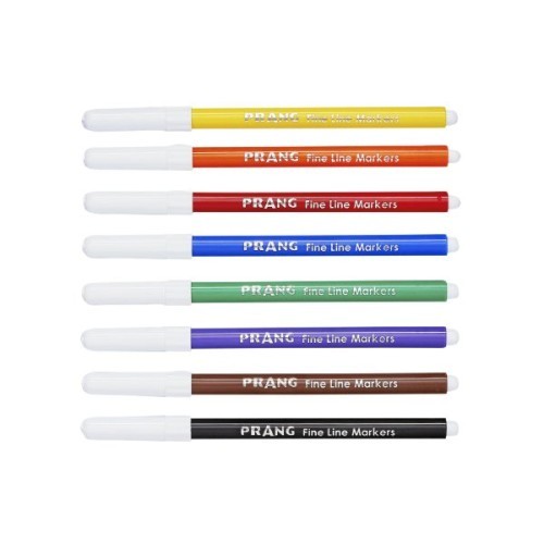 Prang Fine Line Markers - Fine Line Tip -      8 Assorted Colours - Art Markers - DIX80719