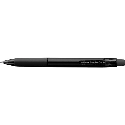 uniballâ„¢ Erasable Gel Retractable Pens - Medium Pen Point - 17.78 mm Pen Point Size - Retractable - Black Water Based, Gel-based Ink - Metallic Barrel - SOLD EACH