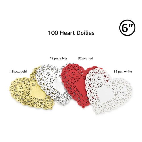 Assorted Round Doilies - Gold, Silver, Red & White - Plates, Doilies & Bags - HYX10049