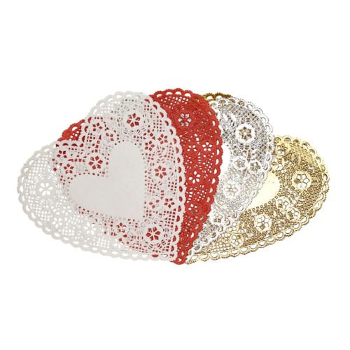 Assorted Round Doilies - Gold, Silver, Red & White - Plates, Doilies & Bags - HYX10049