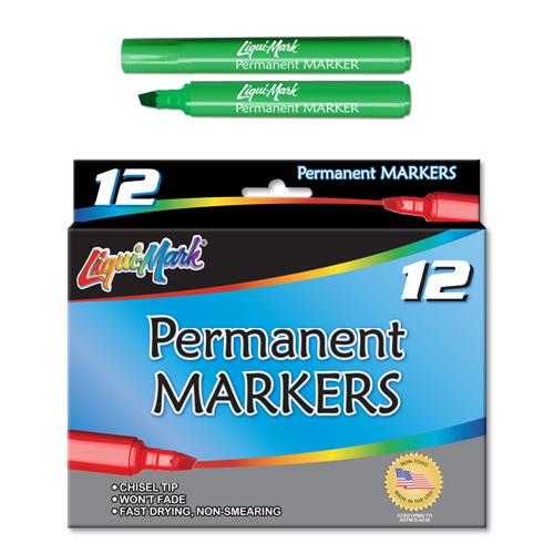 Broadline Permanent Markers - Chisel Tip - Green - 1 EA