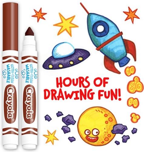 Crayola Ultra-Clean Washable Markers - Brown - Broad Line Tip - 12 / Pack - Bulk - Art Markers - CYO56791207