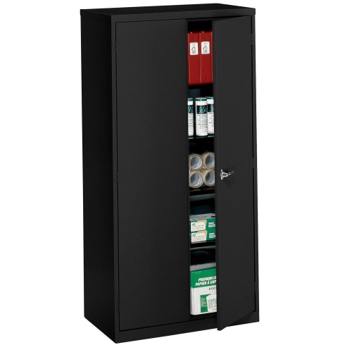 Global Economy Steel Storage Cupboard, Black, 72"H - 1 Each - Storage Cabinets - 9336S72LBLK