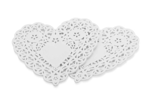 6" White Heart Doilies - Plates, Doilies & Bags - HYX91061