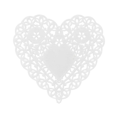 6" White Heart Doilies - Plates, Doilies & Bags - HYX91061