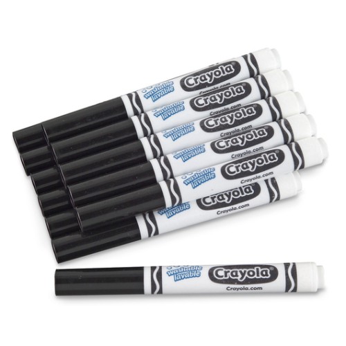 Crayola Ultra-Clean Washable Markers - Black - Broad Line Tip - 12 / Pack - Bulk - Art Markers - CYO56791251