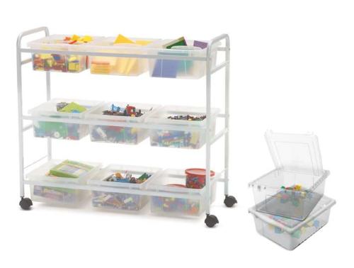 STEM Storage Cart with Clear Tubs and Lids