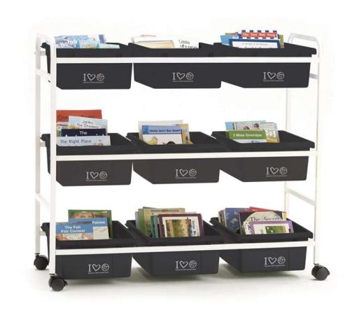Book Browser Cart with 100% Recycled Plastic Tubs