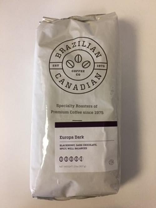 Whole Bean Europa Dark Coffee, 2lb Brazilian Canadian Coffee Co.