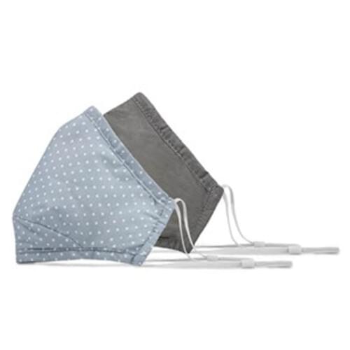 BondStreet Cotton Non-Medical Reusable Face Masks 2 Pack - Grey & Grey Dot
