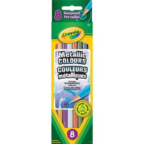 CRAYOLA METALLIC COLOURED PENCILS, 8 PACK