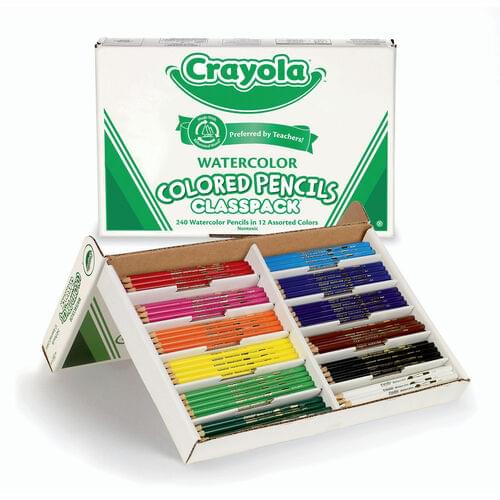 CRAYOLA WATERCOLOUR PENCILS CLASSPACK 12 ASSORTED COLOURS, 240 PACK