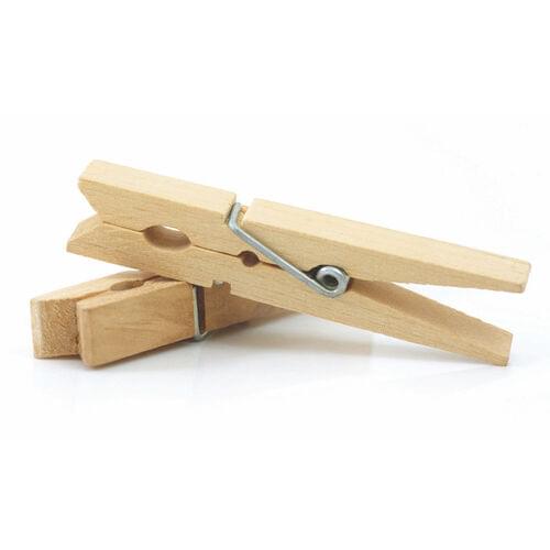 NATURAL WOOD SPRING CLOTHESPINS 7 CM, 50 PACK