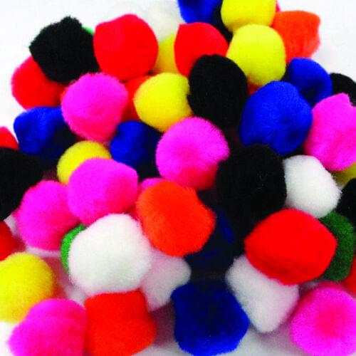 JUMBO 1 1/2" POM POMS ASSORTED COLOURS, 50 PACK