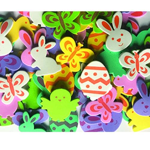 SELF-ADHESIVE EASTER FOAM SHAPES, 60 PACK