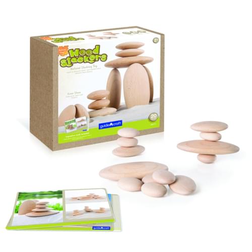 Wood Stackers River Stones, 20 Pieces and 10 Inspiration Cards